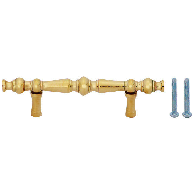 COPPER MOUNTAIN HARDWARE 5 Inch Overall (3 Inch c-c) Solid Brass Victorian Pull (Polished Brass Finish)