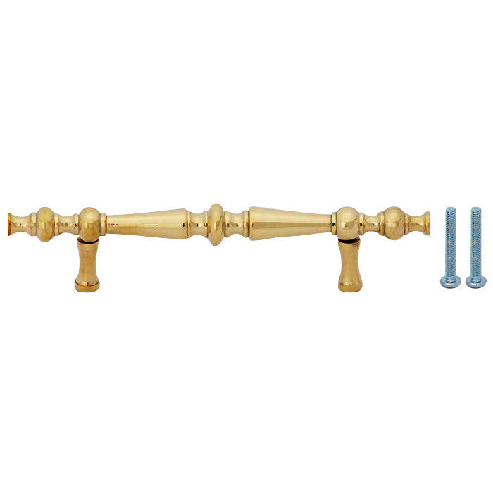 COPPER MOUNTAIN HARDWARE 6 1/2 Inch Overall (4 Inch c-c) Solid Brass Victorian Pull (Polished Brass Finish)