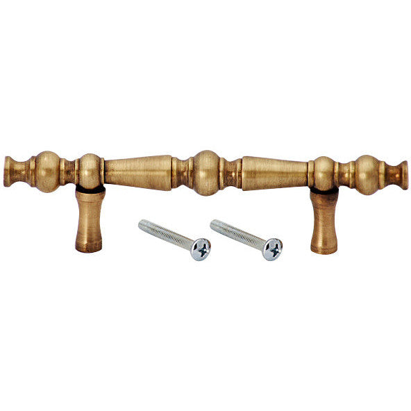 COPPER MOUNTAIN HARDWARE 5 Inch Overall (3 Inch c-c) Solid Brass Victorian Pull (Antique Brass Finish)