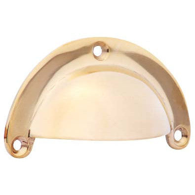 COPPER MOUNTAIN HARDWARE 3 3/8 Inch Overall (3 Inch c-c) Solid Brass Traditional Cup Pull (Polished Brass Finish)