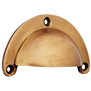 COPPER MOUNTAIN HARDWARE 3 3/8 Inch Overall (3 Inch c-c) Solid Brass Traditional Cup Pull (Antique Brass Finish)