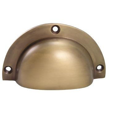 COPPER MOUNTAIN HARDWARE 3 1/2 Inch Solid Brass Traditional Cup Pull (Antique Brass Finish)