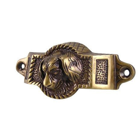 COPPER MOUNTAIN HARDWARE 4 Inch Overall (3 1/2 Inch c-c) Solid Brass Golden Retriever Rectangular Cup Pull (Antique Brass Finish)