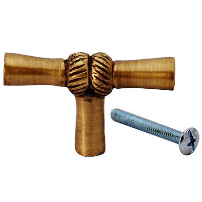 COPPER MOUNTAIN HARDWARE 2 Inch Solid Brass Japanese Bamboo Style Knob (Antique Brass Finish)