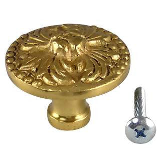 COPPER MOUNTAIN HARDWARE 1 1/2 Inch Polished Brass Rococo Cabinet Knob (Several Finishes Available)