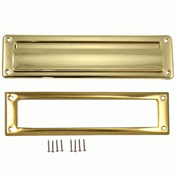 COPPER MOUNTAIN HARDWARE Traditional Magazine Size Front Door Mail Slot (Polished Brass Finish)