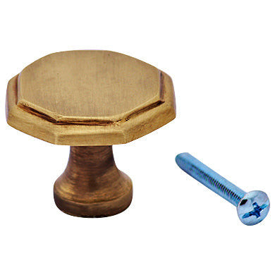 COPPER MOUNTAIN HARDWARE 1 5/8 Inch Solid Brass Octagonal Cabinet Knob (Antique Brass Finish)