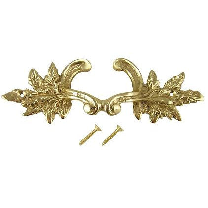 COPPER MOUNTAIN HARDWARE 6 Inch Solid Overall (4 3/8 Inch c-c) Brass Ornate French Leaves Pull (Polished Brass Finish)