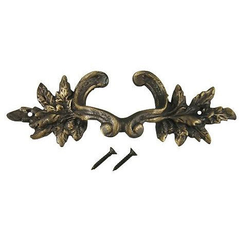 COPPER MOUNTAIN HARDWARE 6 Inch Overall (4 3/8 Inch c-c) Solid Brass Ornate French Leaves Pull (Antique Brass Finish)