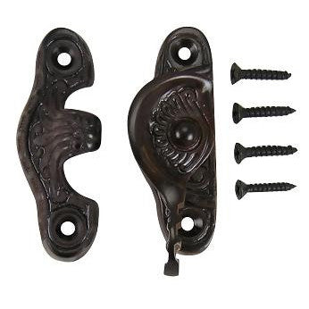 Copper Mountain Hardware Eastlake Pattern Solid Brass Window Lock (Oil Rubbed Bronze Finish)