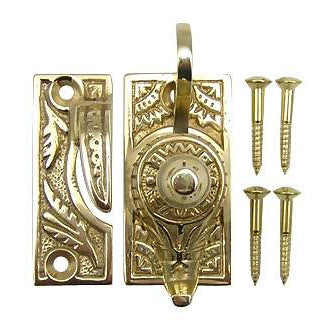 Copper Mountain Hardware Oriental Pattern Solid Brass Sash Lock (Polished Brass Finish)