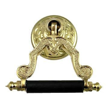 COPPER MOUNTAIN HARDWARE 2 3/4 Inch Solid Brass and Ebony Wood Temple Drop Pull (Polished Brass Finish)