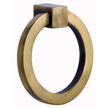 COPPER MOUNTAIN HARDWARE 3 Inch Mission Style Solid Brass Drawer Ring Pull (Antique Brass)