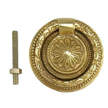 COPPER MOUNTAIN HARDWARE 1 3/4 Inch Victorian Style Ring Pull (Polished Brass Finish)