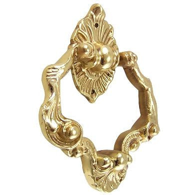 COPPER MOUNTAIN HARDWARE 4 Inch Ornate Shell Pattern Ring Pull (Polished Brass Finish)