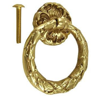 COPPER MOUNTAIN HARDWARE Solid Brass French Floral Drawer Ring Pull (Polished Brass)