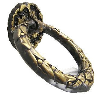 COPPER MOUNTAIN HARDWARE Solid Brass French Floral Drawer Ring Pull (Antique Brass)