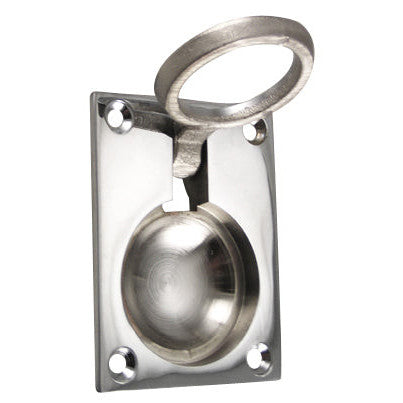 DELTANA 2 1/2 Inch Solid Brass Traditional Flush Ring Pull (Polished Chrome)