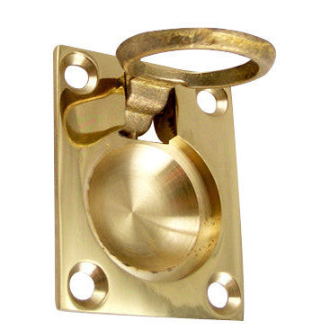 DELTANA 1 3/4 Inch Solid Brass Traditional Flush Ring Pull (Polished Brass)