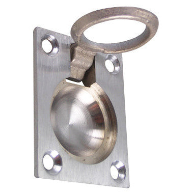 DELTANA 1 3/4 Inch Solid Brass Traditional Flush Ring Pull (Brushed Chrome Finish)