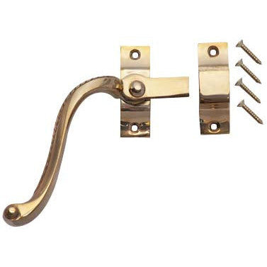 Copper Mountain Hardware Solid Brass Left Hinge Window Lock Georgian Roped Pattern (Polished Brass Finish)