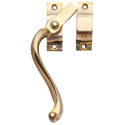 Copper Mountain Hardware Solid Brass Left Hinge Window Lock Georgian Roped Pattern (Polished Brass Finish)