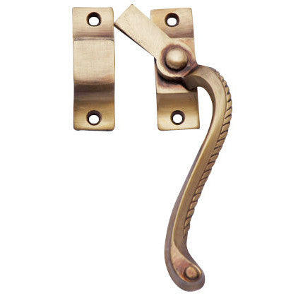 Copper Mountain Hardware Solid Brass Right Hinge Window Lock Georgian Roped Pattern (Antique Brass Finish)