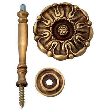 Copper Mountain Hardware Solid Brass Floral Style Curtain Tie Back (Antique Brass Finish)