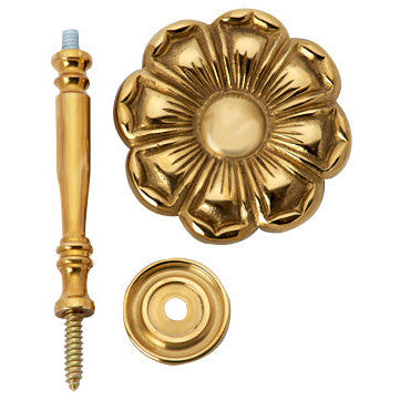 COPPER MOUNTAIN HARDWARE 2 7/8 Inch Wide Solid Brass Curtain Tie Back - Large Flower Button (Polished Brass Finish)