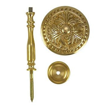 Copper Mountain Hardware Solid Brass Curtain Tie Back - Large Baroque Button Style (Polished Brass Finish)