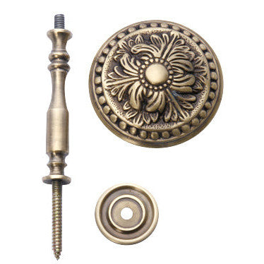 Copper Mountain Hardware Solid Brass Curtain Tie Back - Large Baroque Button Style (Antique Brass Finish)