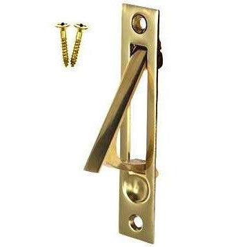 DELTANA 3 3/8 Inch Tall Solid Brass Edge Pull (Polished Brass Finish)