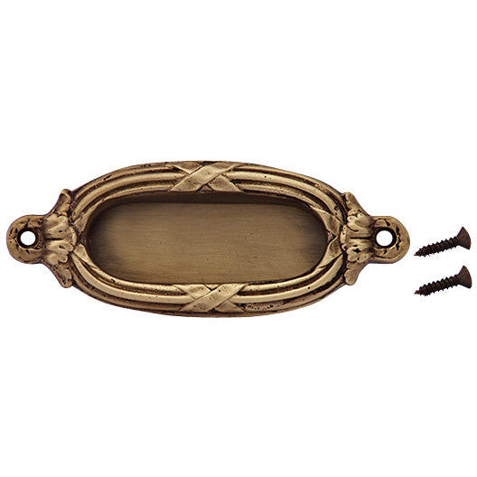 COPPER MOUNTAIN HARDWARE 4 3/8 Inch Solid Brass Ribbon & Reed Door Pull (Antique Brass Finish)