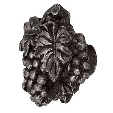 1 3/4 Inch Solid Pewter Antique Grapes, Vines and Leaves Cabinet and Furniture Knob