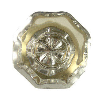 COPPER MOUNTAIN HARDWARE 1 Inch Crystal Octagon Old Town Cabinet Knob (Polished Brass Base)