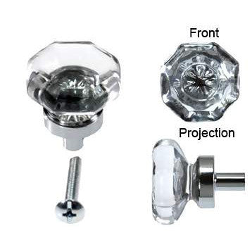 COPPER MOUNTAIN HARDWARE 1 Inch Crystal Octagon Old Town Cabinet Knob (Polished Chrome Base)