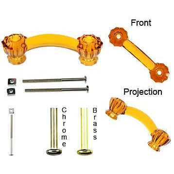 COPPER MOUNTAIN HARDWARE Astoria 4 1/4 Inch Overall (3 Inch c-c) Amber Decagon Teardrop Shape Glass Pull