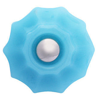 COPPER MOUNTAIN HARDWARE Astoria 1 1/4 Inch Milk Blue Glass Decagon Ten Sided Drawer Knobs