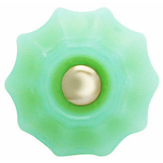 COPPER MOUNTAIN HARDWARE Astoria 1 1/4 Inch Jadeite Milk Green Glass 10-Sided Drawer Knobs