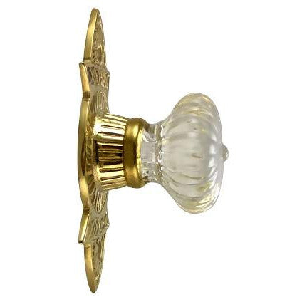 COPPER MOUNTAIN HARDWARE 1 3/4 Inch Crystal Swirl Knob Eastlake Backplate (Polished Brass Finish)