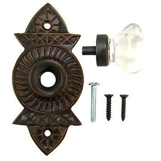 COPPER MOUNTAIN HARDWARE 1 3/8 Inch Crystal Octagon Knob Eastlake Backplate (Oil Rubbed Bronze Finish)