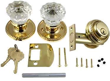 Round Crystal Entryway Set with Victorian Back Plate COPPER MOUNTAIN HARDWARE