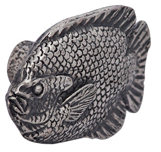 ##Antique Hardware## 2 Inch Ocean Seaside Nautical Solid Pewter Decorative Large Fish Knob (Satin Pewter Finish)