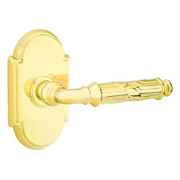 EMTEK Solid Brass Ribbon & Reed Lever With # 8 Rosette (Many Finishes Available)