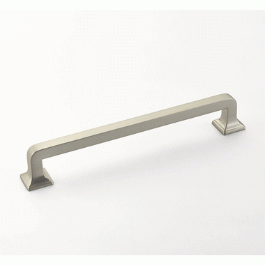 SCHAUB 6 1/2 Inch (6 Inch c-c) Menlo Park Pull (Satin Nickel Finish)