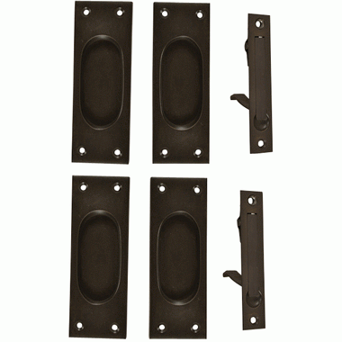 COPPER MOUNTAIN HARDWARE New Traditional Square Pattern Double Pocket Passage Style Door Set (Oil Rubbed Bronze)