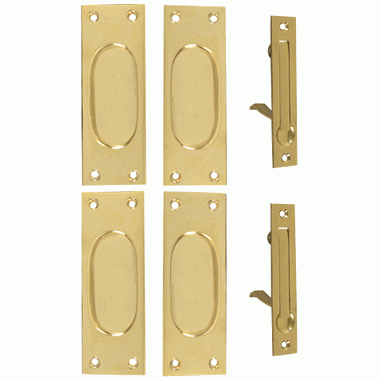 COPPER MOUNTAIN HARDWARE New Traditional Square Pattern Double Pocket Passage Style Door Set (Polished Brass)