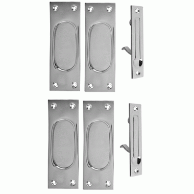 COPPER MOUNTAIN HARDWARE New Traditional Square Pattern Double Pocket Passage Style Door Set (Polished Chrome)