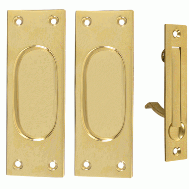 COPPER MOUNTAIN HARDWARE New Traditional Square Pattern Single Pocket Passage Style Door Set (Polished Brass Finish)