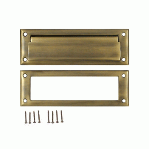 DELTANA 8 7/8 Inch Brass Mail & Letter Flap Slot (Antique Brass Finish)